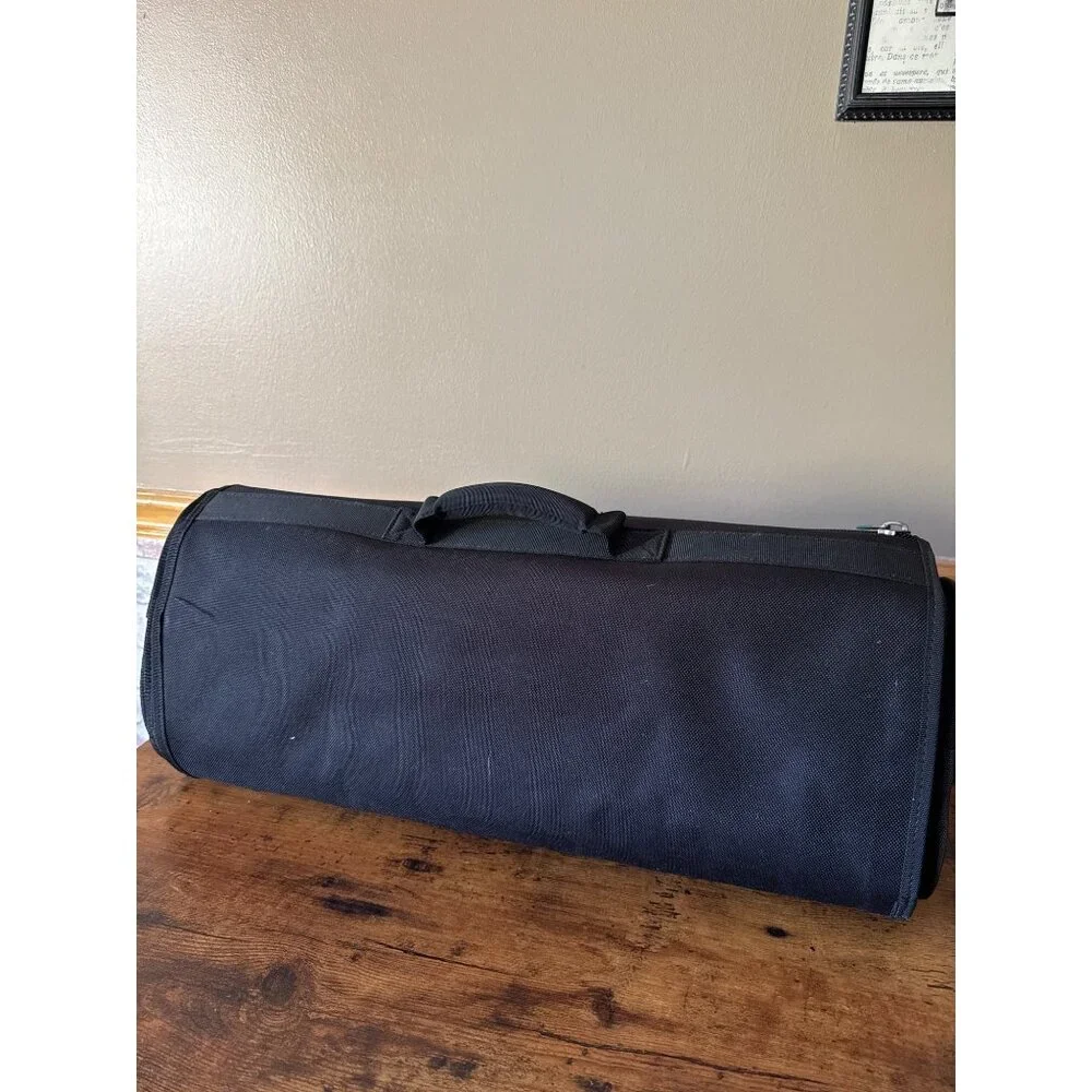Jos A Bank Black Padded Roll Up Luggage Case & Garment Bag With Shoulder Strap
